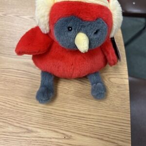 GIGGLESCAPE 7" CHRISTMAS CARDINAL BIRD WITH EAR MUFFS PLUSH